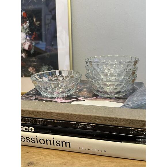 Anchor Hocking Other - Vintage Anchor Hocking Discontinued Bubble Clear Glass Sm Dessert Bowls 4 1/8"